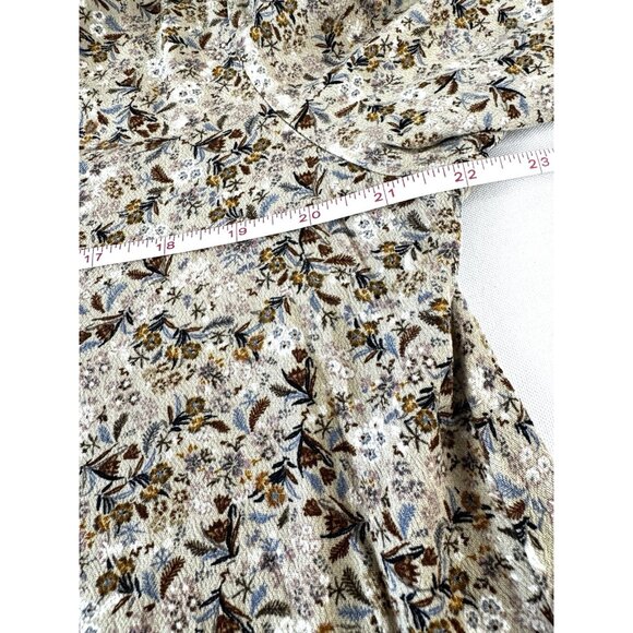 St Johns Beige Floral Blouse L Cottagecore 3/4 Sleeve Preppy Coastal Fall Autumn - Picture 6 of 8